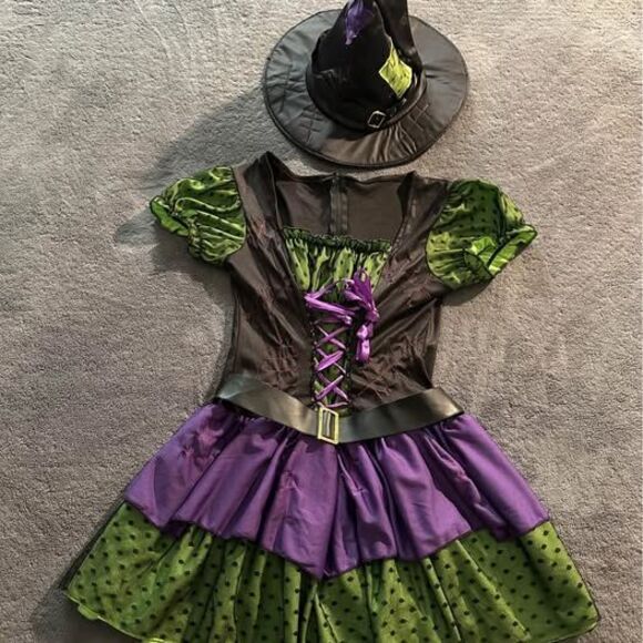 Leg Avenue Teen Girl (Juniors) Witch Halloween Costume Dress W/ Matching Hat - Picture 1 of 10